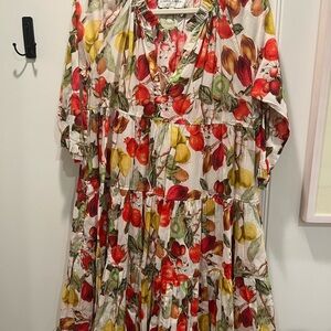 Cara Cara Fruit Print Tiered Dress